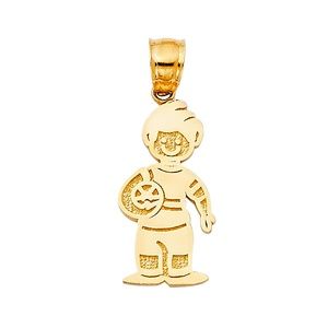 14K Yellow Gold Boy with Ball Pendant
